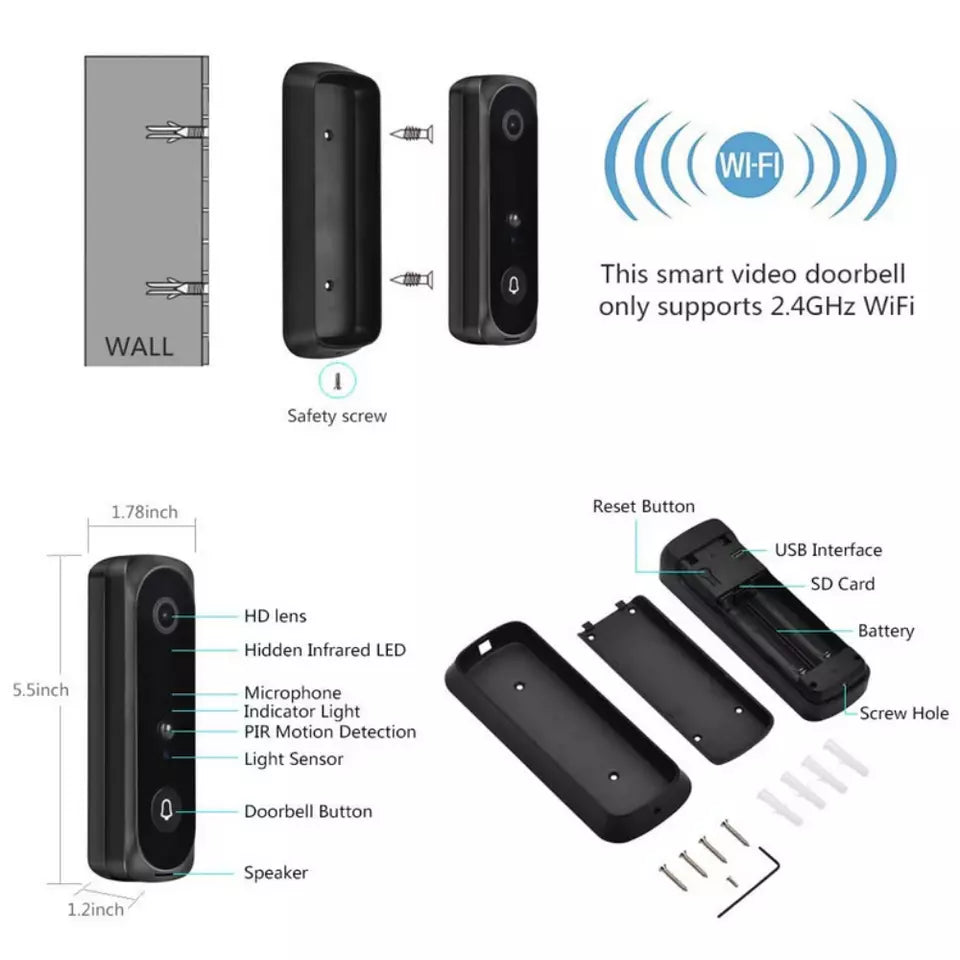 Smart low-power wireless video doorbell